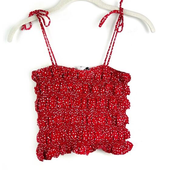 NEW STORIA Red Polka Dot Ruffle Two-Piece Set Small Top and Skirt - Picture 3 of 7